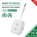 2 In 1 Dual Stream Bluetooth 5.3 Audio Transmitter Receiver 3.5MM AUX Stereo Wireless Adapter With Mic For Car Airplane TV PC Oasis Select ZF-361