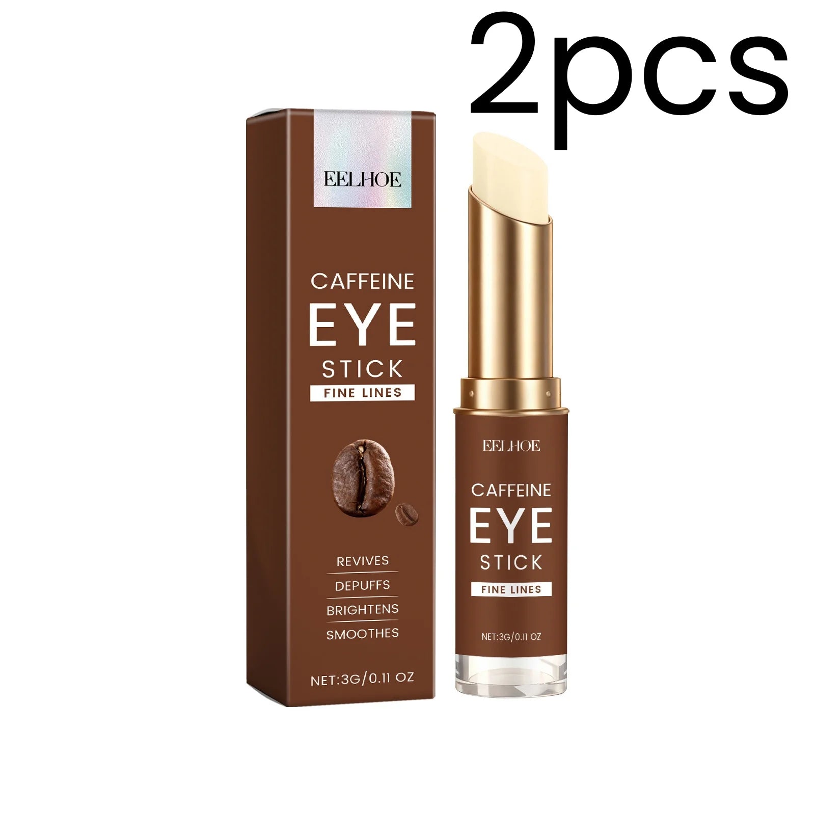 EELHOE Caffeine Eye Stick Wrinkle Reduction Puffiness Easing Smoothing Skin Firming Revitalizing Quick Absorbing Solid Eye Cream Oasis Select 2pcs
