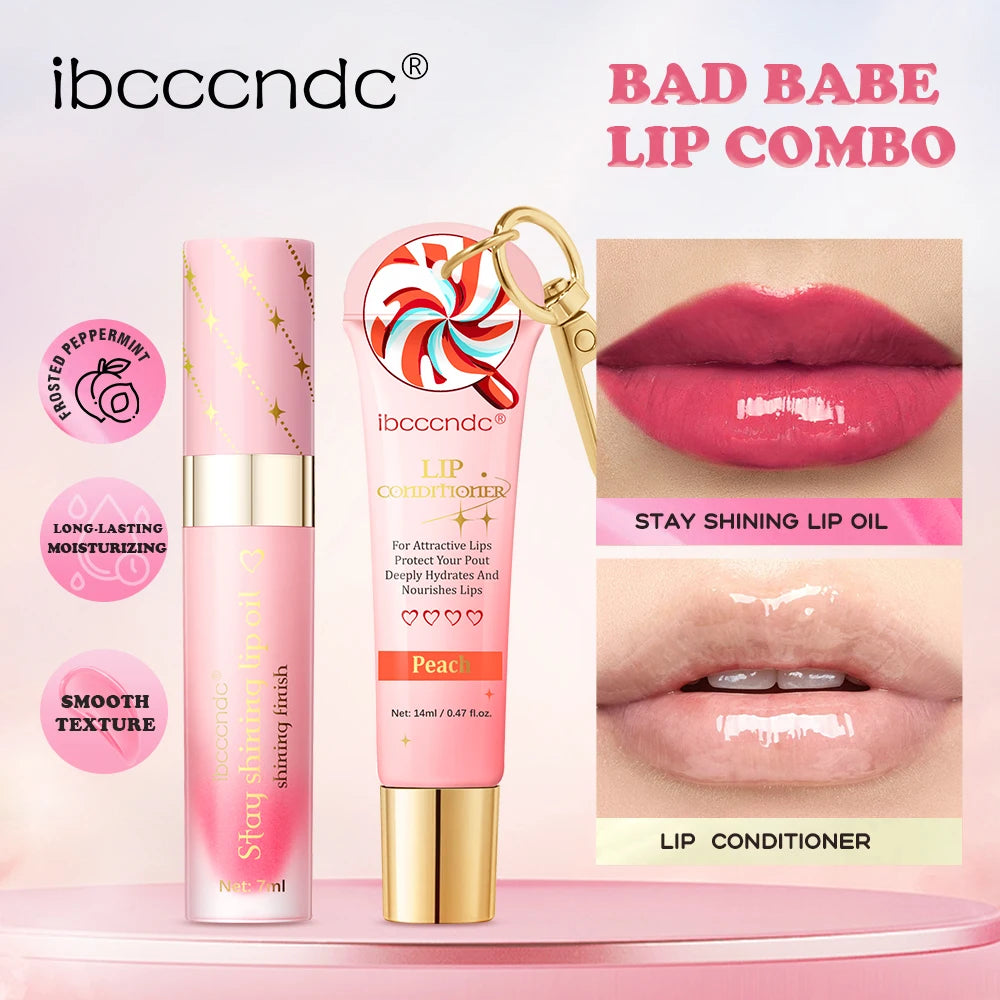 Lip Oil Lipstick Set Lightweight Peach Flavor Lipgloss Lip Deeply Moisturizing Long Lasting Hydration Lip Makeup Cosmetics Oasis Select