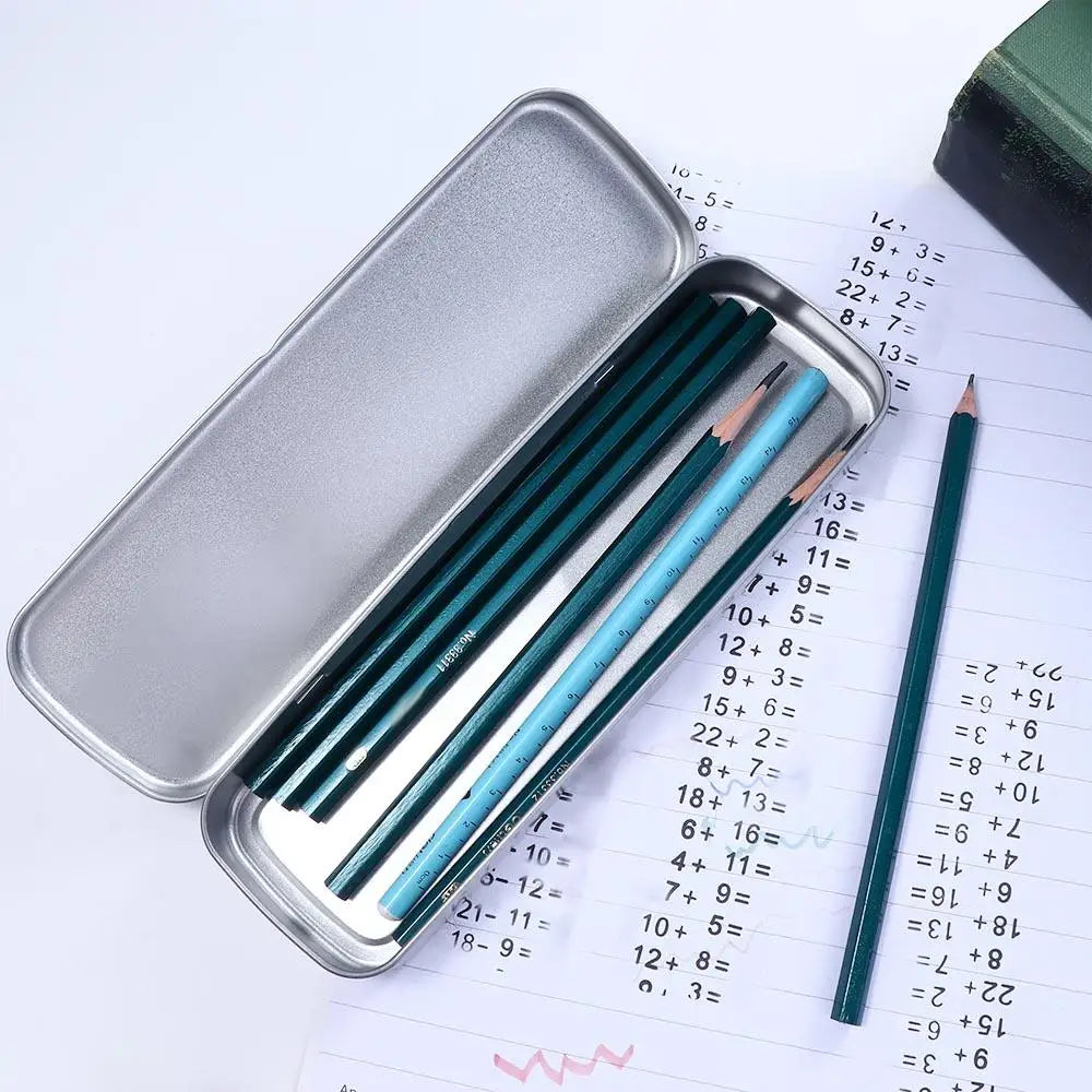 Simple Metal Pencil Case Aluminum Stationery Boxes Tin Pen Box Multifunction Storage Box Stationery School Supplies Gift for Kid Oasis Select