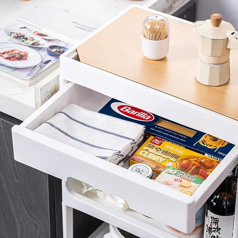 Multi-functional trolley floor rack kitchen living room mobile multi-layer bedroom bedside storage rack Oasis Select