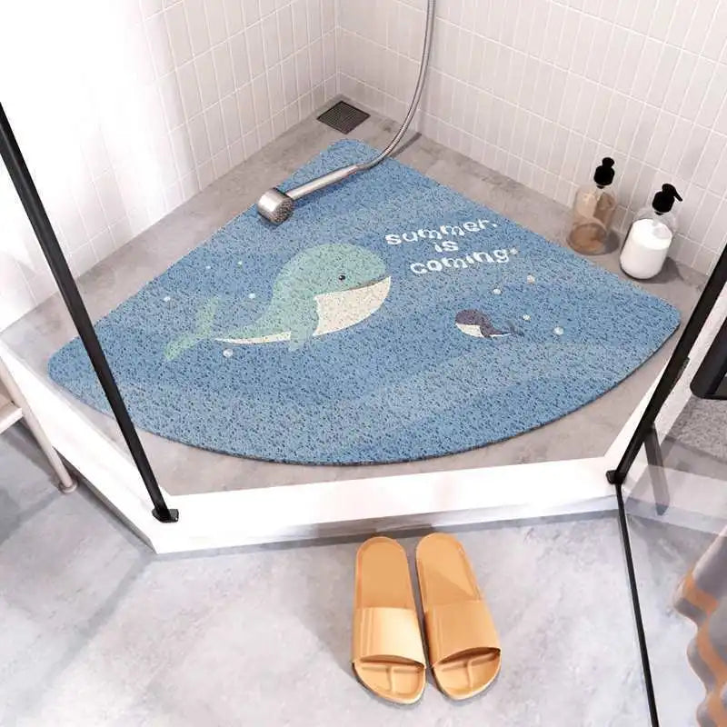Cartoon fan-shaped shower room anti-slip mat bathroom floor mat bathroom bath anti-slip mat curved wire ring foot mat Oasis Select 06 90x90cm