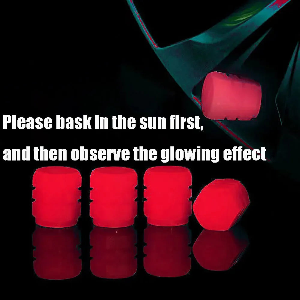 Blue Luminous Valve Cap Plastic ABS Luminous Tire Valve Cover Tires Accessories Tyre Stem Covers Applicable Car Motorcycle Bike Oasis Select Red-4Pcs