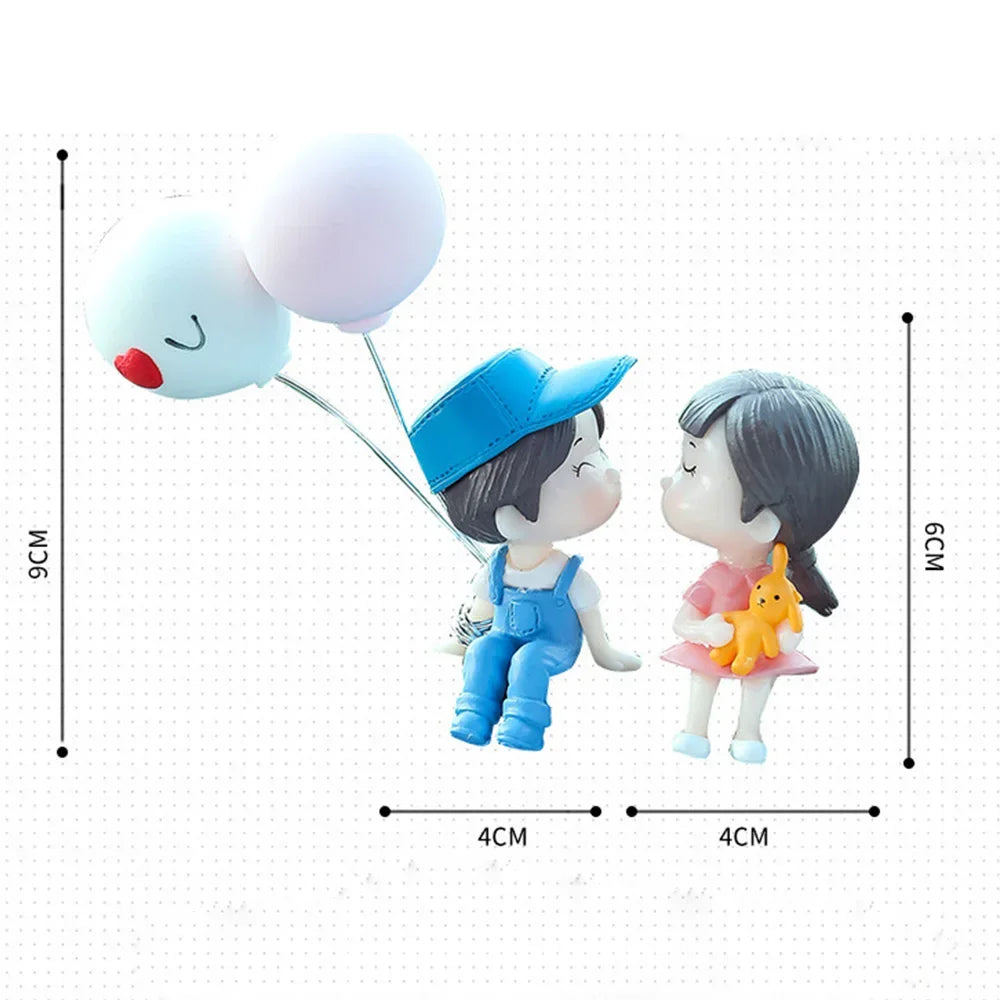 Cute Cartoon Couples Action Figure Figurines Balloon Ornament Desktop Home Decoration Auto Interior Dashboard Decor Oasis Select