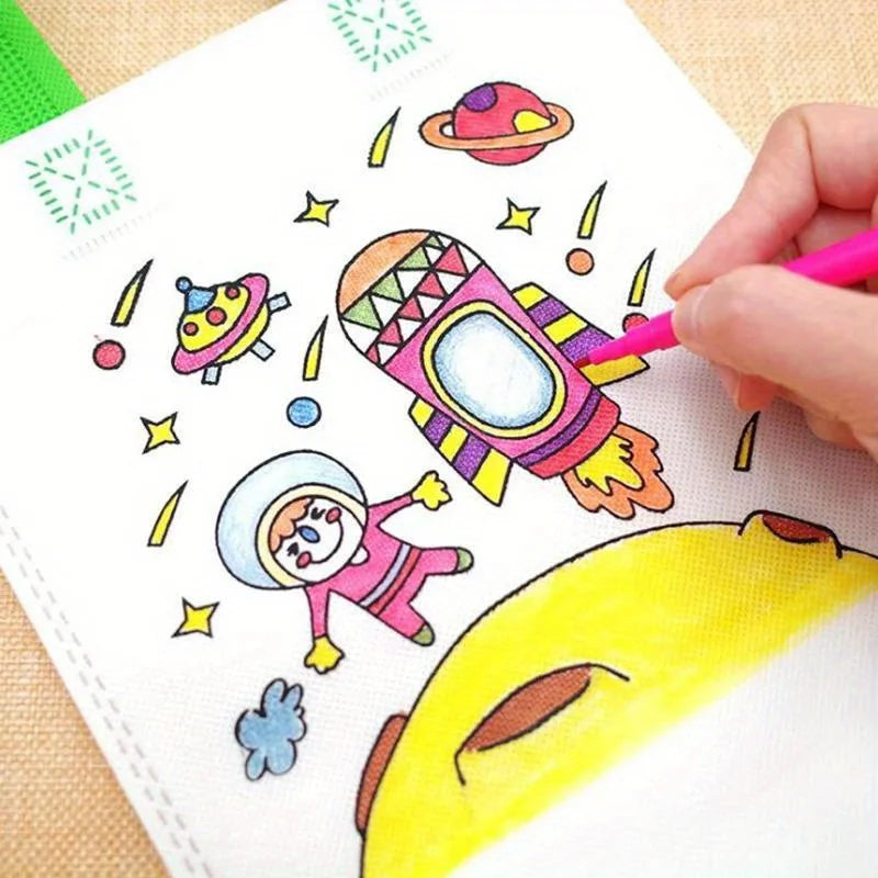 DIY Graffiti Bag & Coloring Markers Handmade Painting Non-Woven Bag for Arts Crafts Color Filling Drawing bag Oasis Select