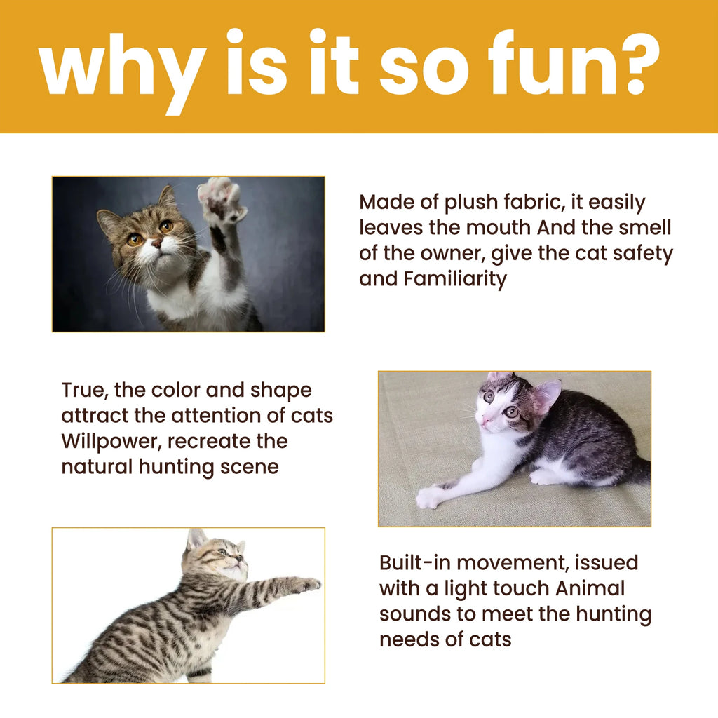 Cat Mouse Toy Interactive Squeaky Realistic Plush Self Moving Hunting Exercise Boredom Relief For Cats Dogs Daily Pet Supplies Oasis Select