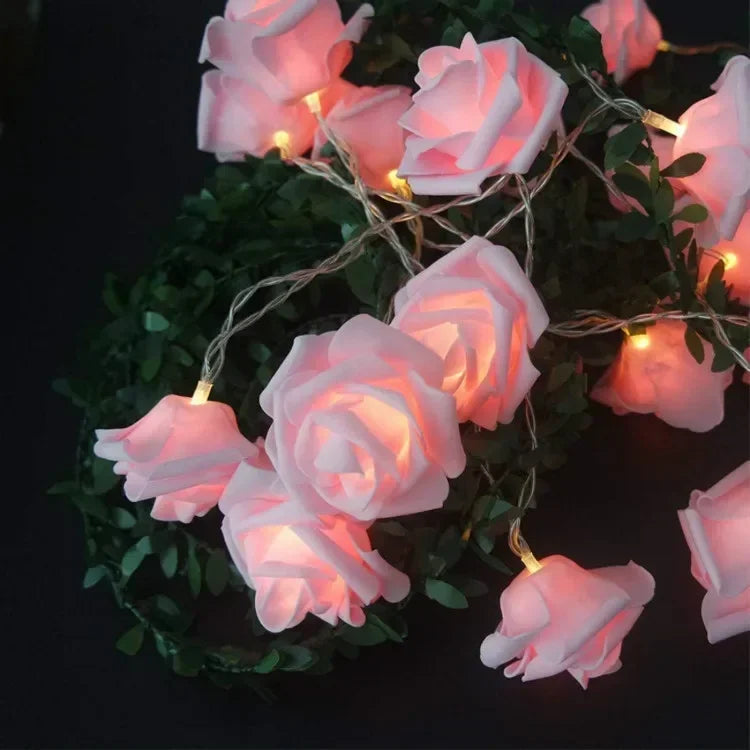 LED Pink Rose Flower String Lights USB powered for Wedding Home Party Birthday Festival Indoor Outdoor Decorations 1.5M/3M Oasis Select pink