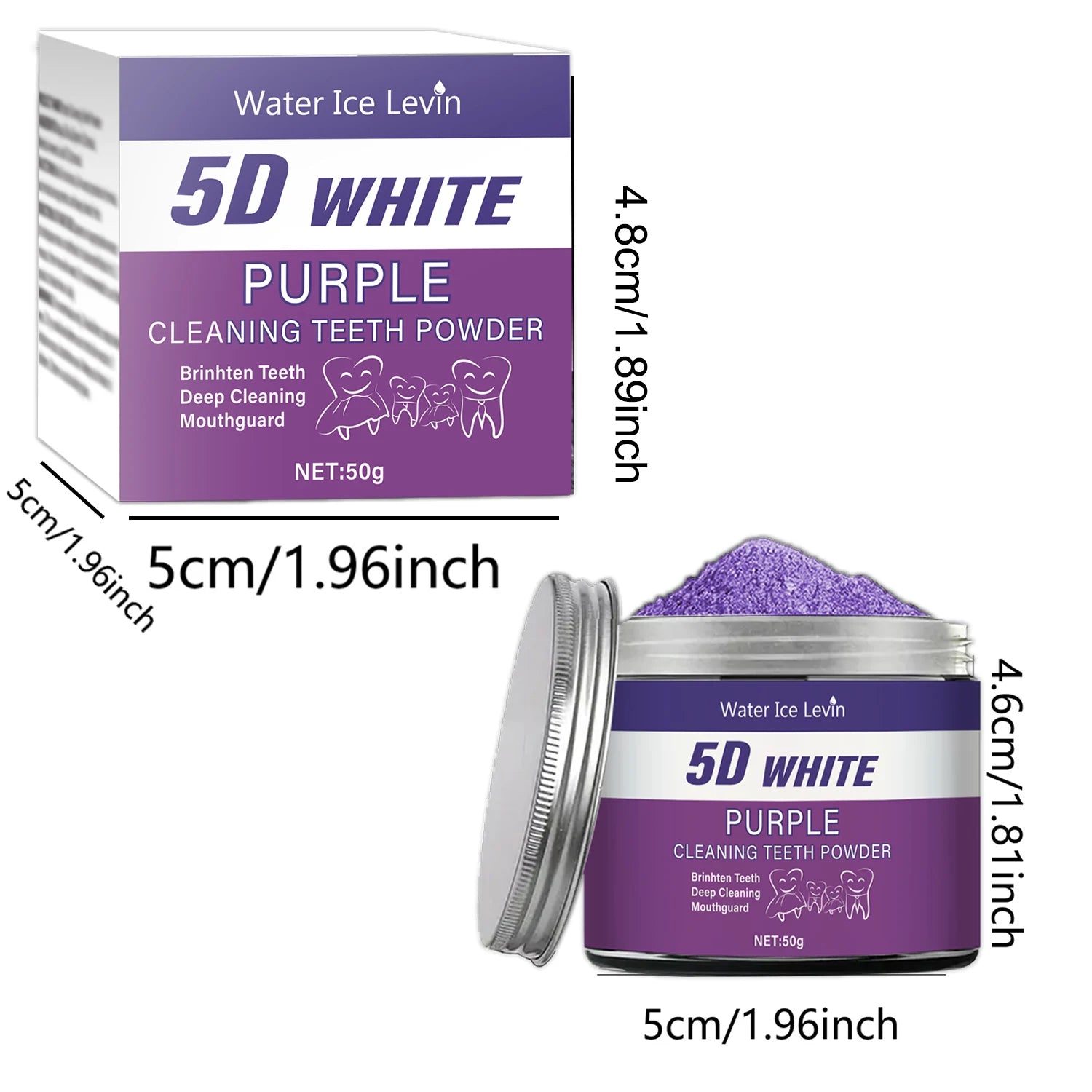 Purple Teeth Whitening Powder 50g – Pearl Essence Deep Clean Teeth Whitening Powder Oasis Select