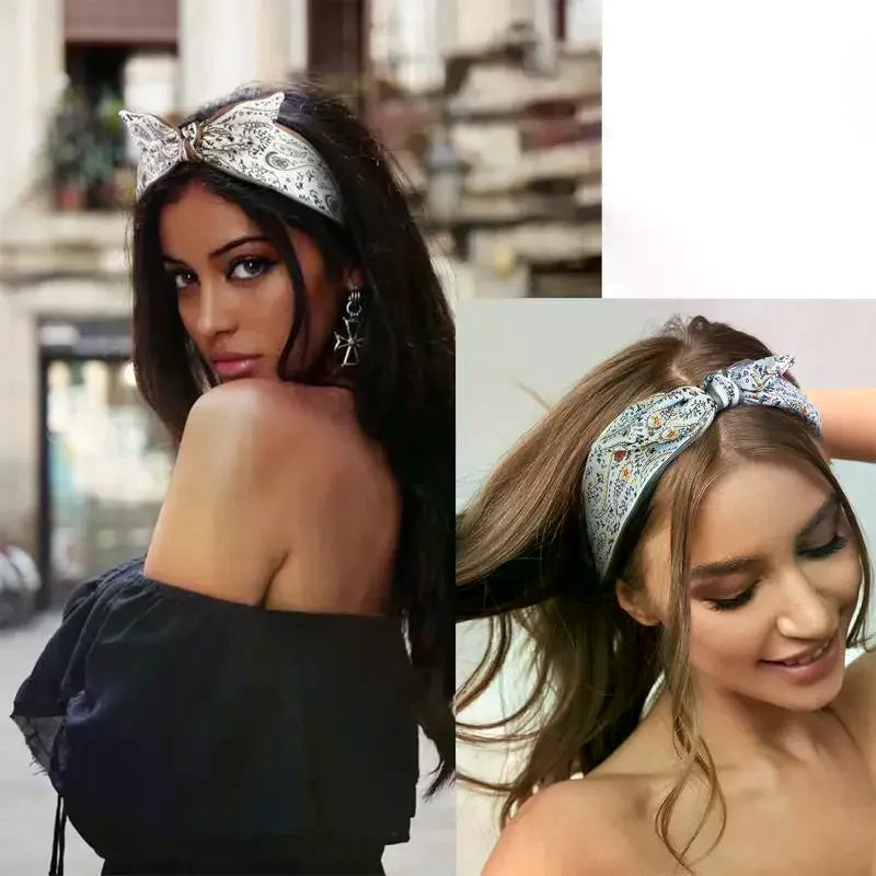 Floral Paisley Bohemian Rabbit Ear Headband | Stretchy Bohemian Headband Oasis Select