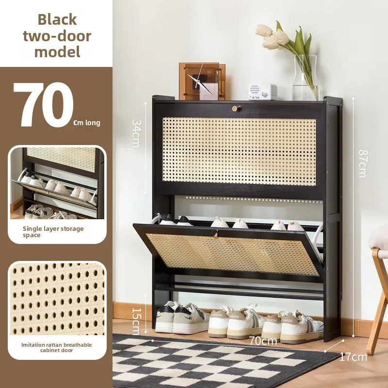 Household shoe cabinet door economical simple modern storage cabinet narrow large capacity tipping bucket small shoe rack Oasis Select Single 2-70