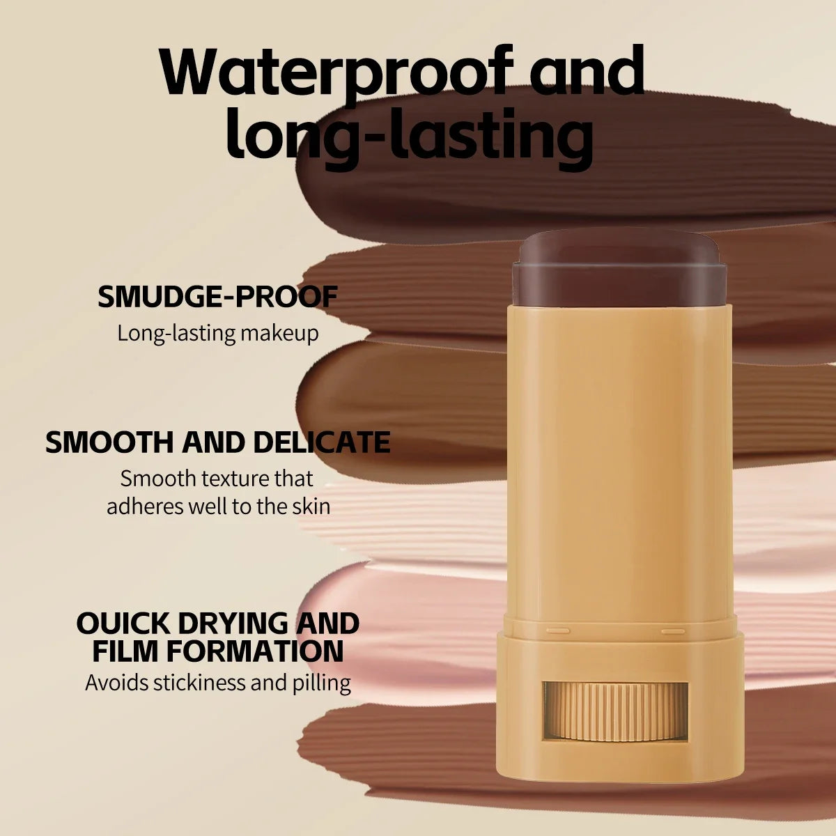 Waterproof Concealer Stick Lightweight Foundation Long Lasting Moisturizing Cover Blemishes Natural Finish Brightening Makeup Oasis Select