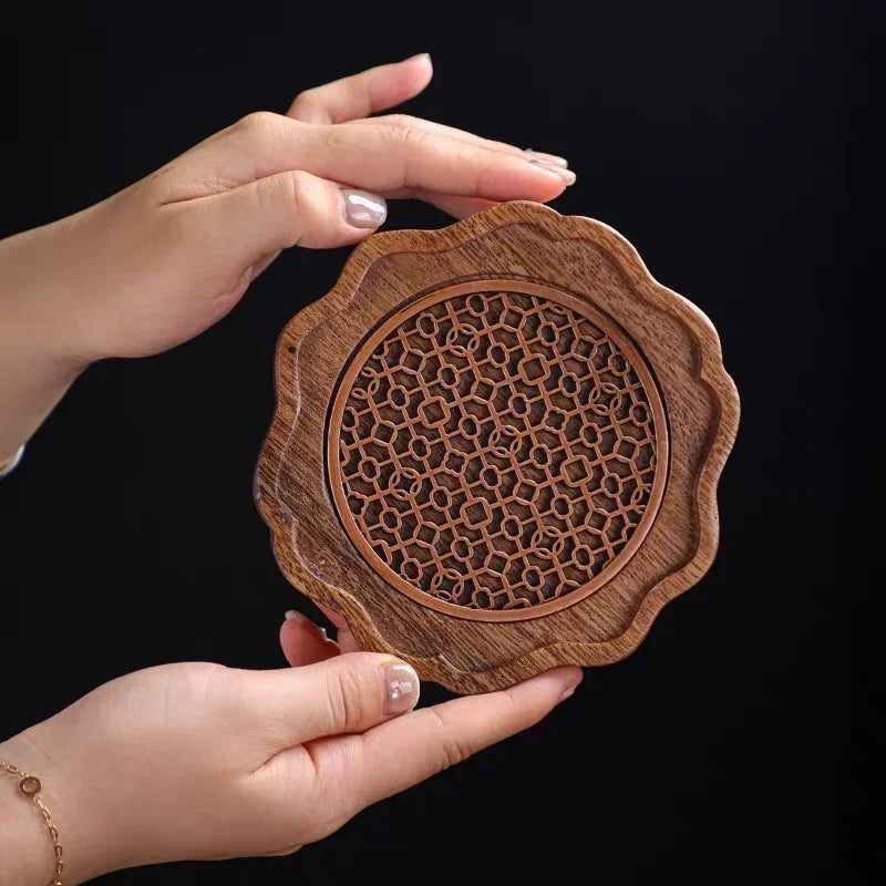 Traditional Walnut Tea Tray Teapot Teacup Solid Wood Tray Mat Office Coffee Cup Trays Home Tea Ceremony Accessories Oasis Select
