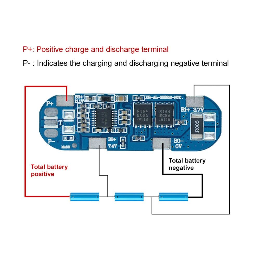 BMS 3S 8A 11.1V Same Port 18650 Li-ion Battery Charging Protection Board Battery Balancer PCB BMS Power Bank Charge Module Oasis Select
