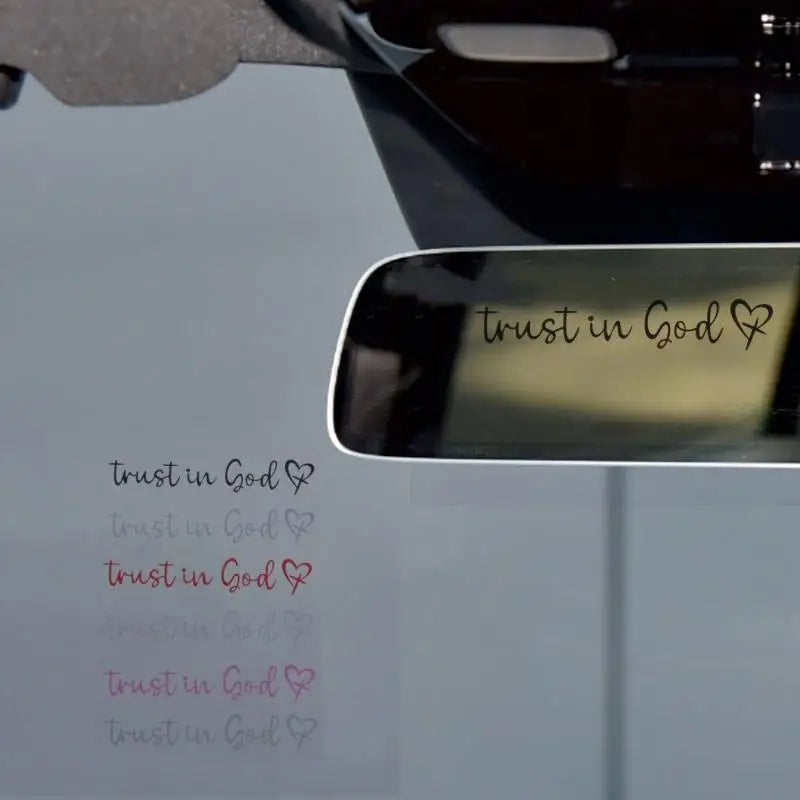 Trust In God Heart Car Rear View Mirror Sticker Decal Faith Bible Verse Christian Church Auto Vehicle Bumper Decor Oasis Select