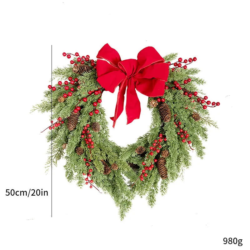 Christmas Bow Red Fruit Artificial Simulation Wreath for Home Interior and Exterior Decoration plant garden decoration Oasis Select 50Cm red bow
