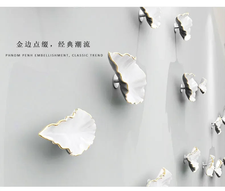 Modern Living Room Simple Nail Free Imitation Metal Wall Decoration Wall Hanging Wall Leaf Decoration Soft Installation Pendant Oasis Select