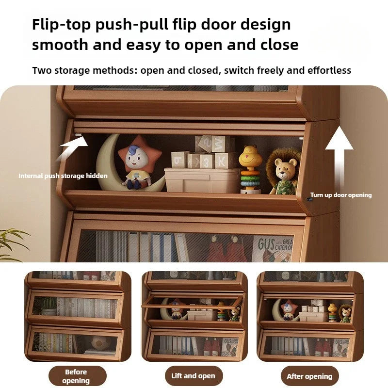 Bookshelf Shelf Floor-to-ceiling bookcase Household children's simple storage display cabinet with door dust-proof wall locker Oasis Select
