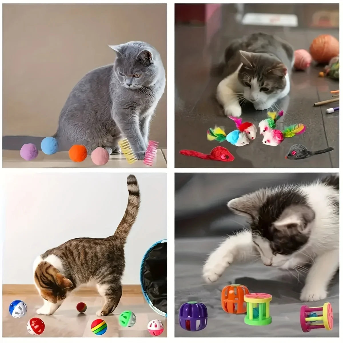 21/14pcs Interactive Cat Toys Pet Cat Toys Combination Set Kitten Toys Variety Pack- Cat Toy Sisal Mouse Bell Ball Cat Supplies Oasis Select