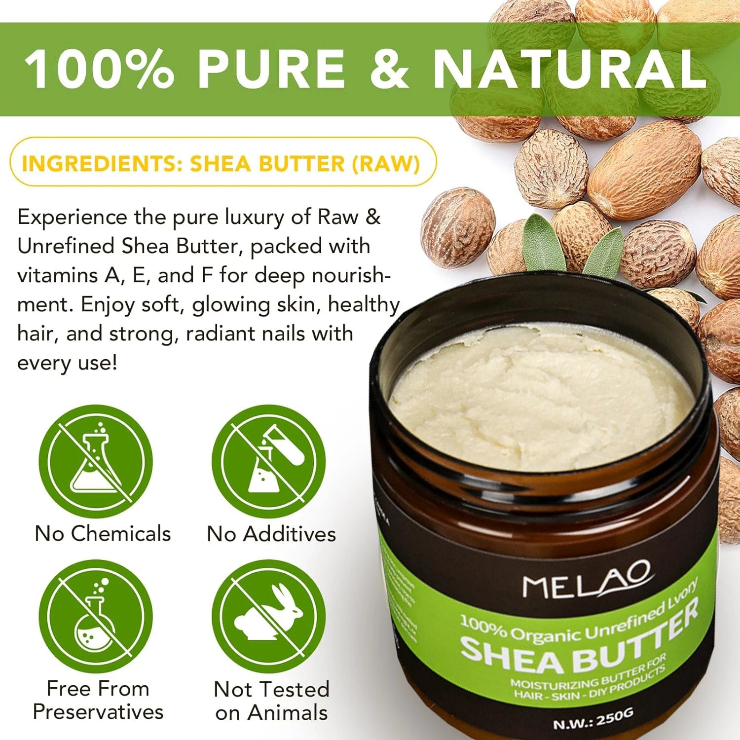 Organic Shea Butter Body Moisturizer 250g – Deep Hydration
