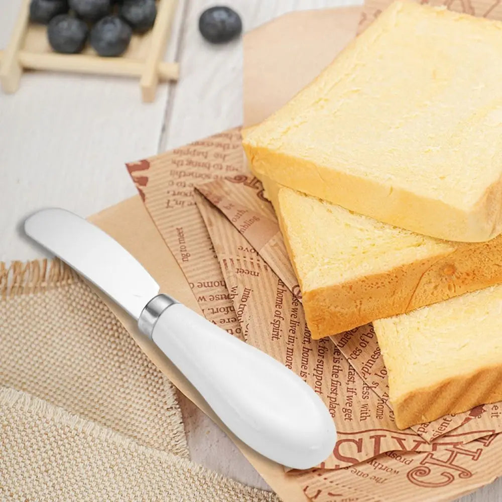 Portable Stainless Steel Cheese Knife Ceramic Handle Bread Jam Butter Knife Wipe Cream Kitchen Tools Party Oasis Select