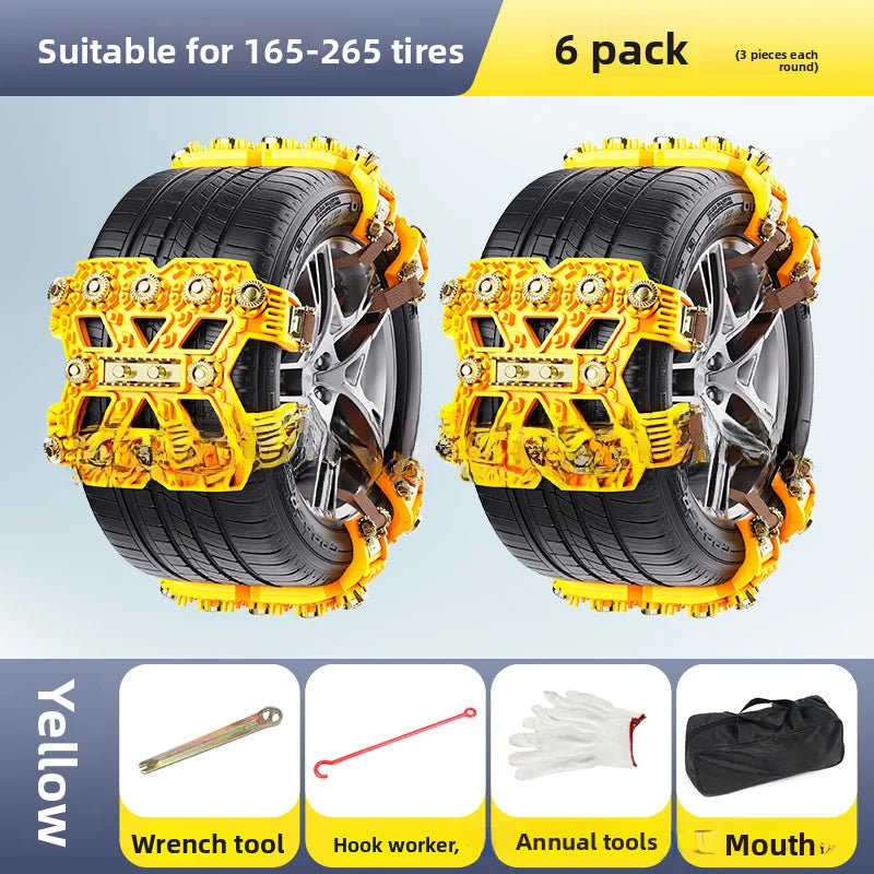 Car tire snow chains for sedans, SUVs, and off-road vehicles—TPU material that protects tires from damage, ice-breaking, and off Oasis Select 6PCS