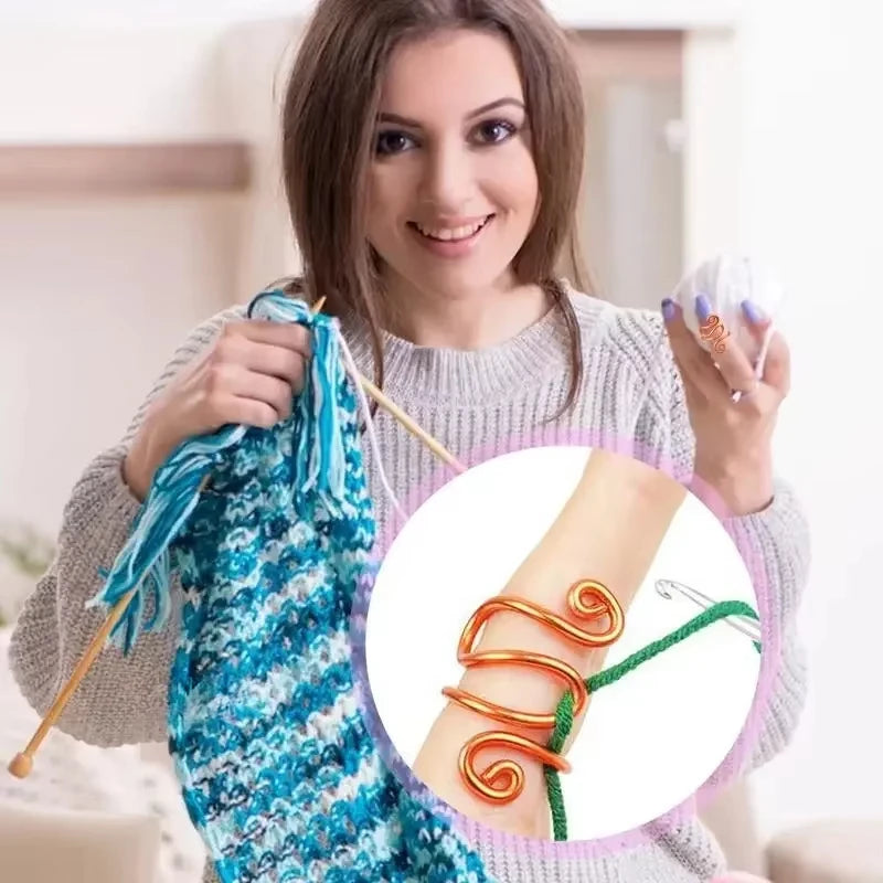 Adjustable Knitting Crochet Loop Ring Knittied Yarn Guide Hook Finger Faster Holder Thimble Crocheters Thread Ring Sewing Tools Oasis Select