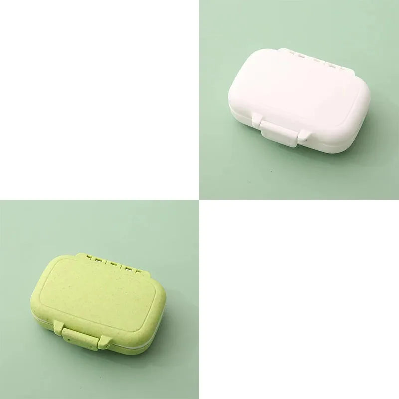 1/2pcs Mini Portable Pills Organizer Case 3 Grids PillBox Tablet Storage Container Weekly Medicine Pill's Box Pill Case Oasis Select White-Wheat Green