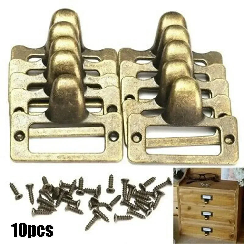 High Quality 10 PCS Label Pulls 48mm*35mm Vintage Antique Brass Antique Style Cabinet Cupboard Name Card Holder Oasis Select