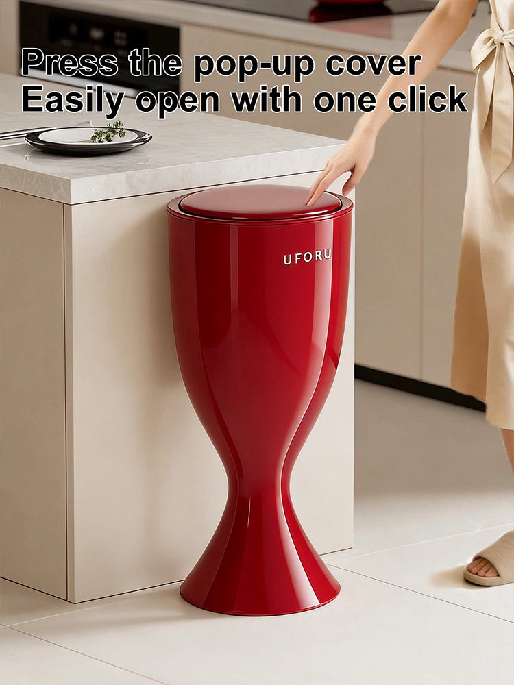 Tall trash can. No-bend design. A large-capacity household trash can with a stylish look that complements your home decor. Oasis Select