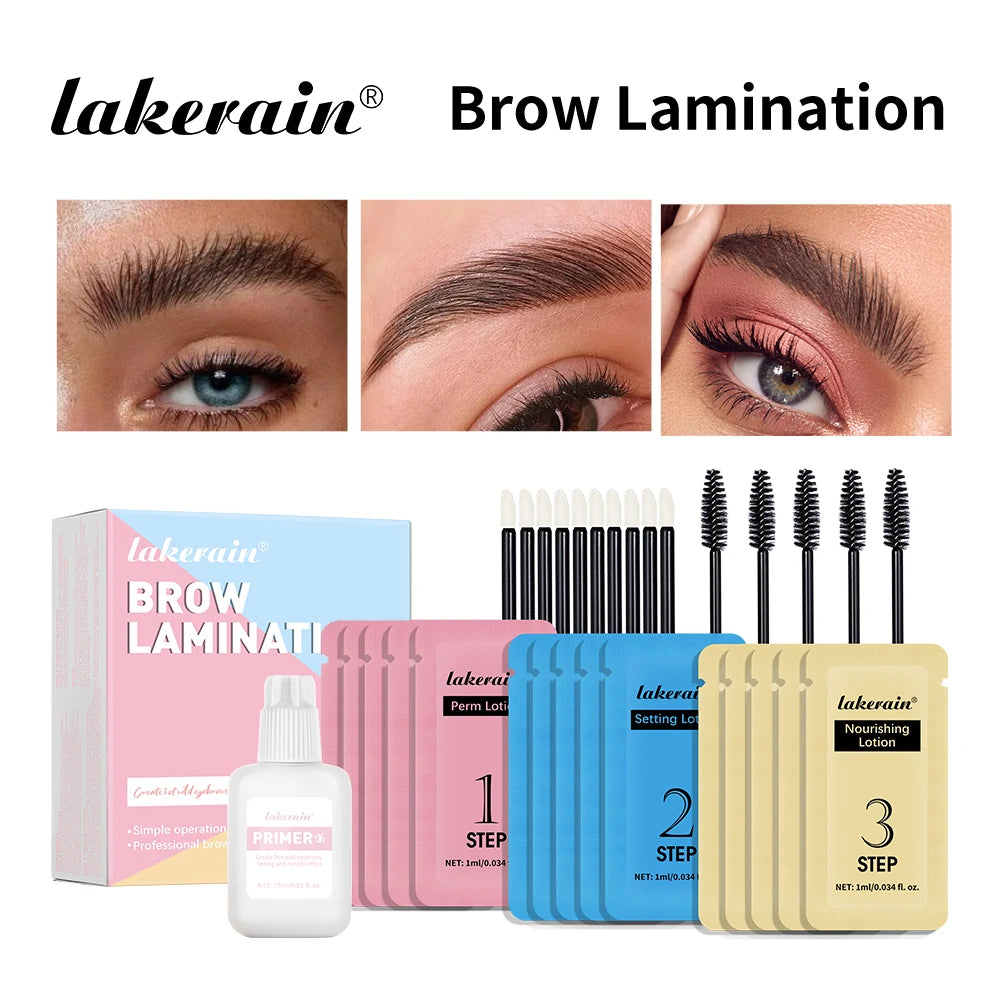 Lakerain Eyebrow Lamination Kit Professional DIY Eye Brow Perm Set Create Fuller Thicker Brows Lasting Eyebrow Natural Makeup Oasis Select
