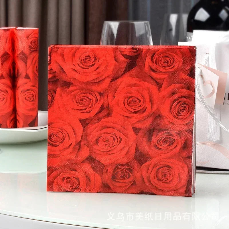 20PCS Rose Flower Assorted Vintage Napkins Decoupage Materials Christmas Paper Towels Crafts Disposable Tableware беби бон Oasis Select 02