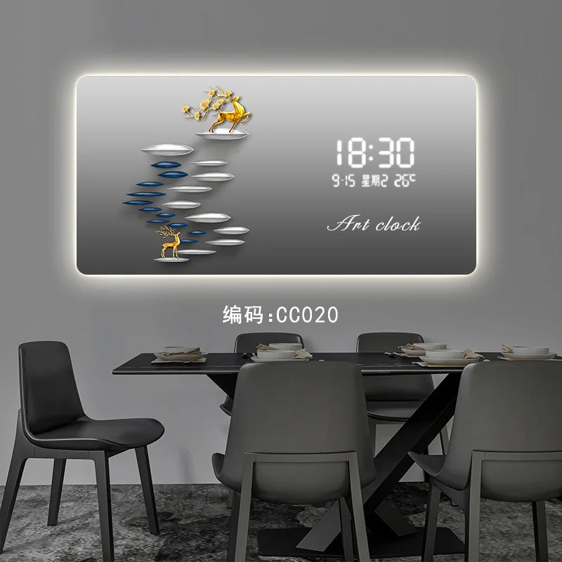 New Modern Simple LCD Digital Display Clock Wall Clock Living Room Decorative Painting Hanging Wall Clock Painting Oasis Select CC020 70cm x 35cm Plug in