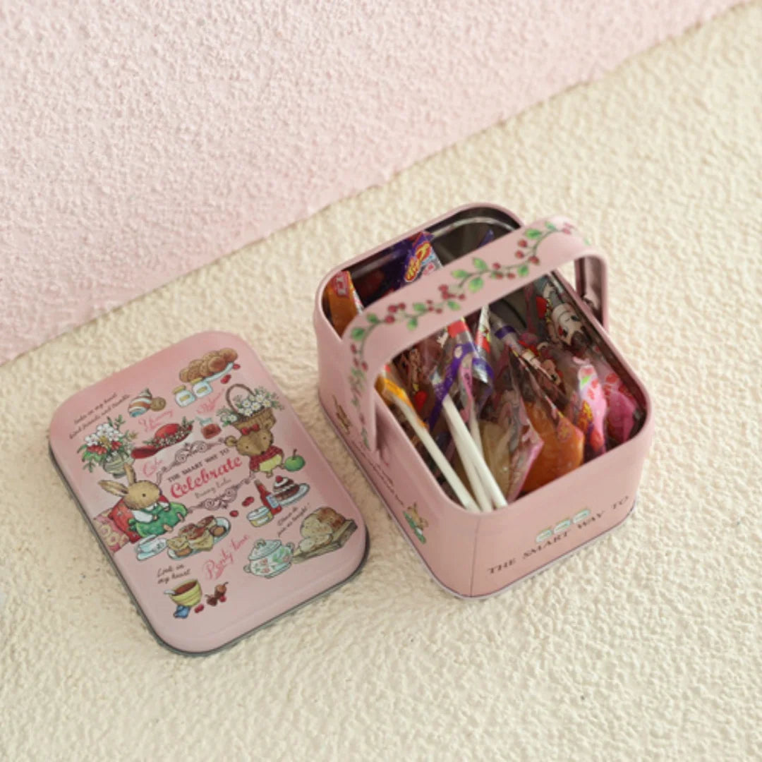 Tinplate Candy Box Kids Gifts Small Tin Box Cookie Box Portable Rabbit Gift Box for Birthday Wedding Party Decoration Oasis Select