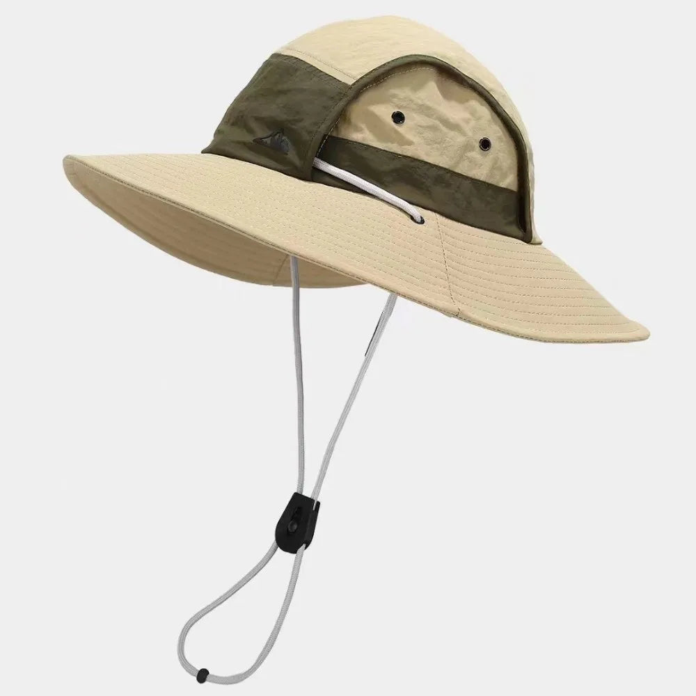 Unisex Large Brim Fisherman Hat Breathable Quick Drying Visor Cap Lightweight Foldable Sun Protection Hat Oasis Select Khaki
