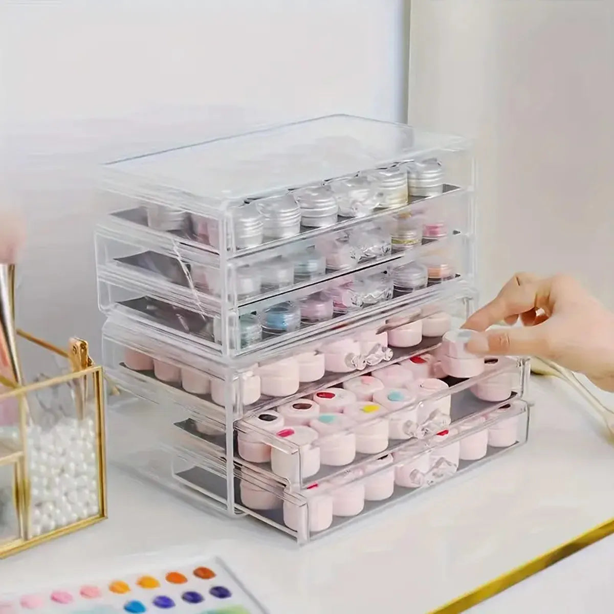 1pc,Nail polish storage box, nail polish display box, transparent multi-layer storage rack, cosmetics, lipstick, jewelry storage Oasis Select
