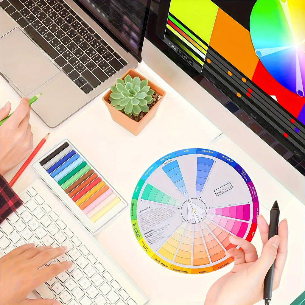 1pc International Standard Color Gradient Wheel,Creative Color Wheel and Mixing Chart -Art Teaching Tool with Color Theory Guide Oasis Select