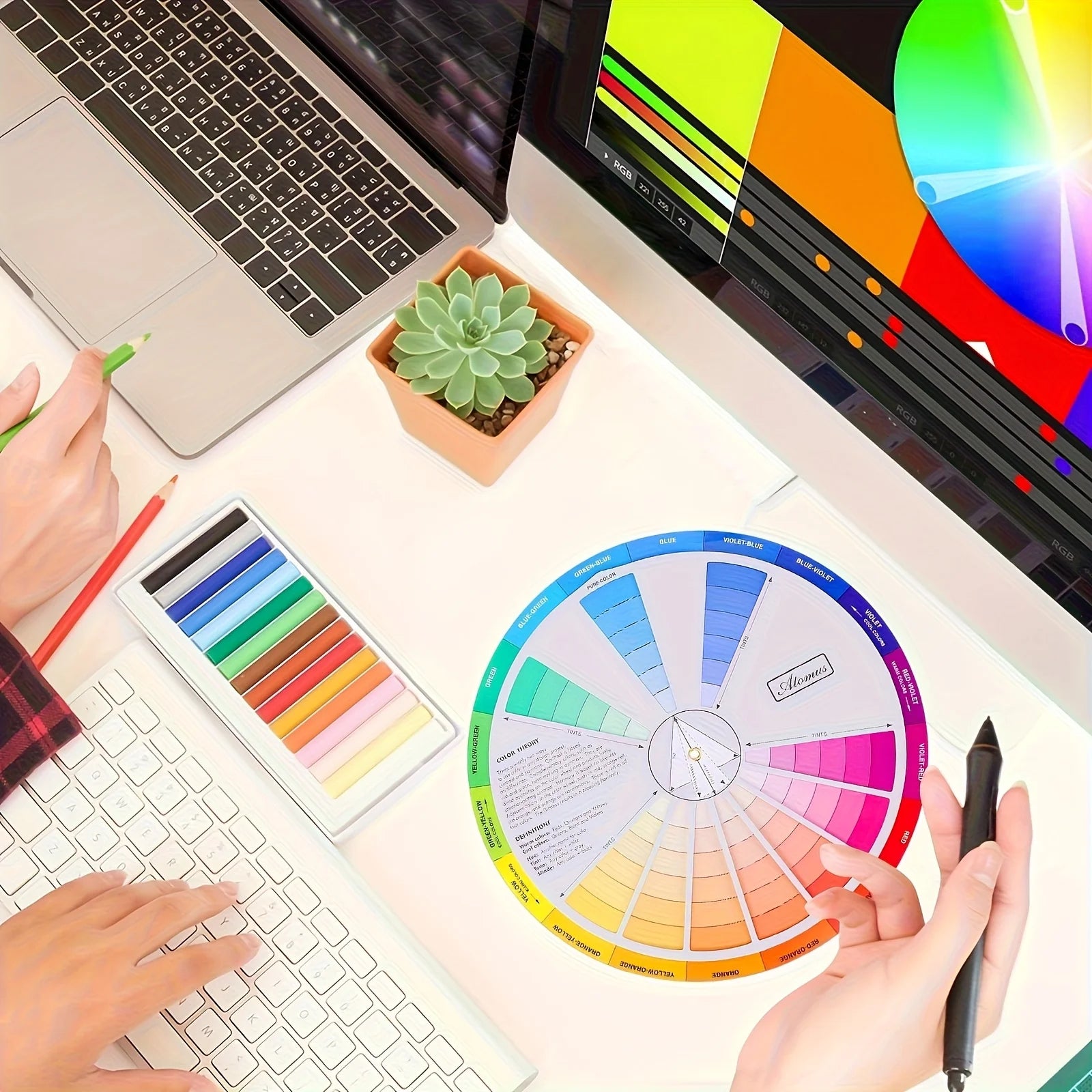 1pc International Standard Color Gradient Wheel,Creative Color Wheel and Mixing Chart -Art Teaching Tool with Color Theory Guide Oasis Select