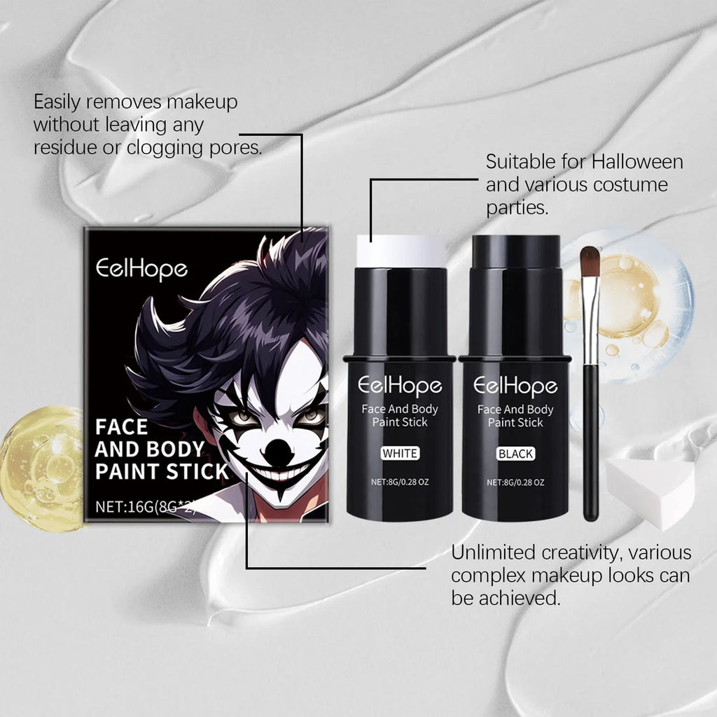 Black & White Face Body Paint Kit – Halloween & Cosplay Set Face & Body Paint Kit Oasis Select