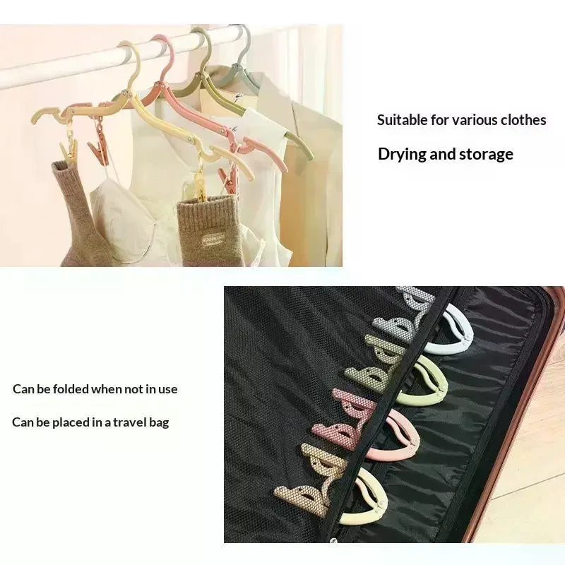 Folding Clothes Hanger with Non-Slip Clips | Space-Saving