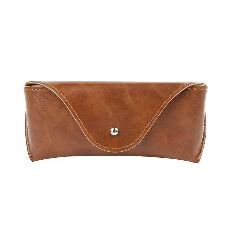 1pc Faux Leather Eyewear Case, Portable Snap Button Glasses Box - Handmade Soft Case Suitable for Most Sunglasses & Eyeglasses Oasis Select Brown