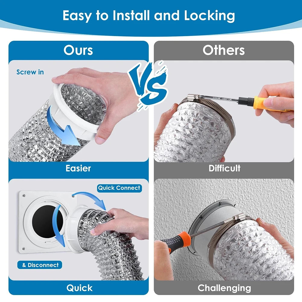 4-Inch Dryer Vent Connector Kit – Twist-Lock Wall Plate Dryer Vent Connector Oasis Select