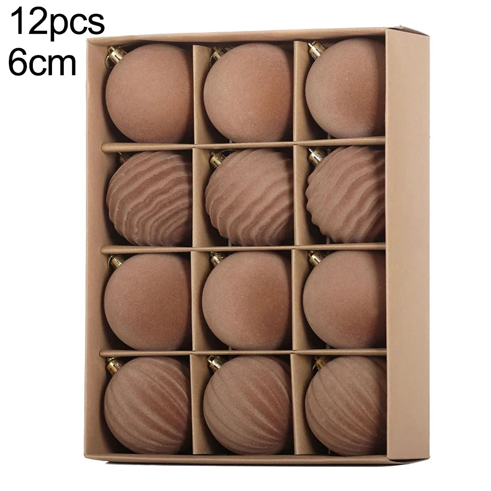 12-Pack DIY Christmas Ball Set Designed For Christmas Tree Decoration 6cm/8cm Christmas Ornaments For Xmas Trees Home Decor Oasis Select 6cm coffee China Mainland