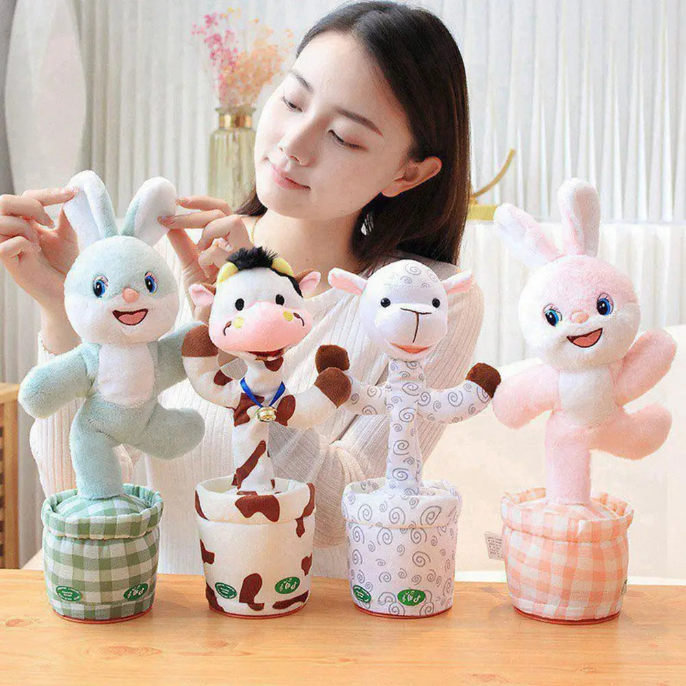 Talking Dancing Bunny Plush Toy Repeat What You Say Singing Wiggling Rabbit Doll For Baby Children Birthday Gift Oasis Select