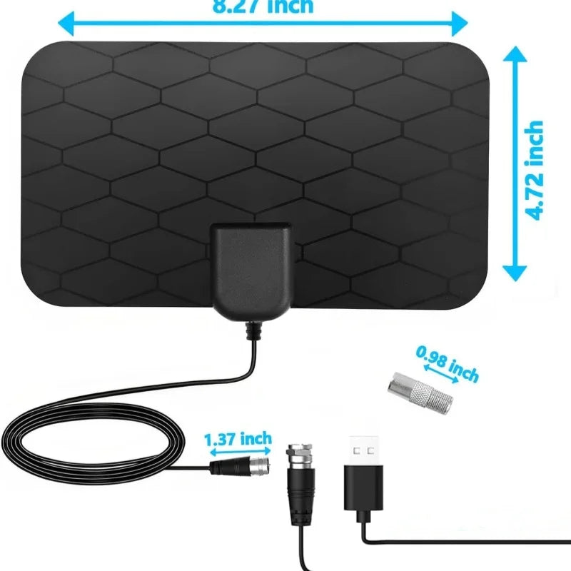 4K High Gain Grid Digital TV Antenna with EU Plug Indoor High Definition Flat Design Television Antenna for Clear Picture Qualit Oasis Select