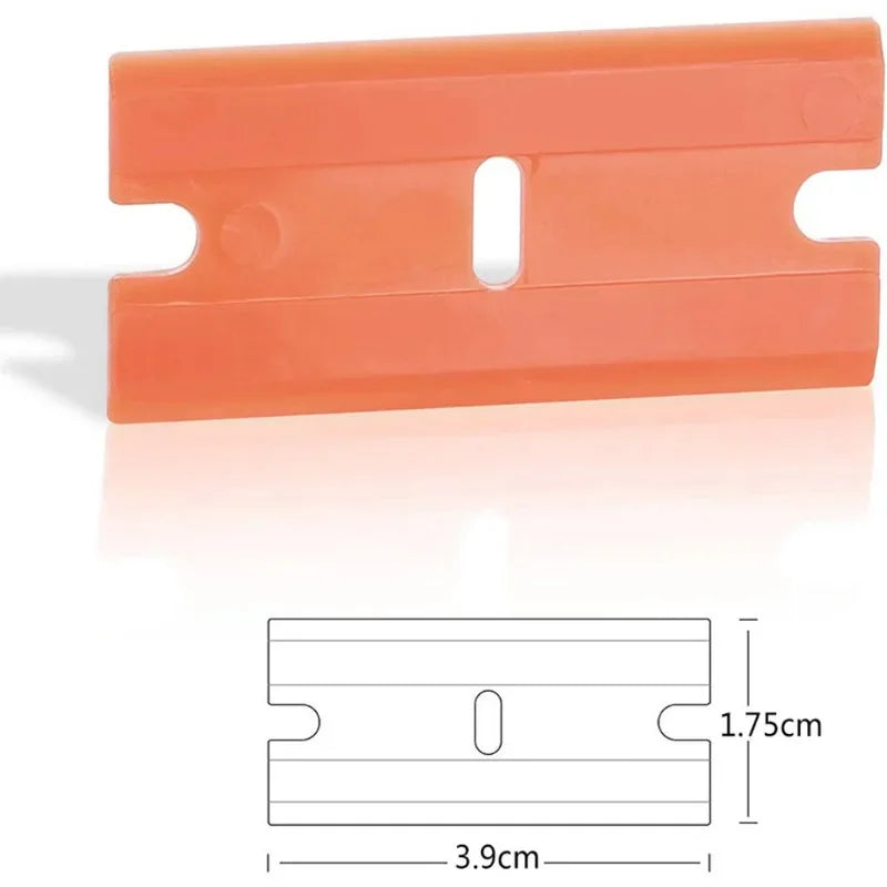 100 Pieces Two Cutting Plastic Razor Blade Label Clean Razor Glue Remover Window Glass Clean Scraper Car Wrap Sticker Squeegee Oasis Select