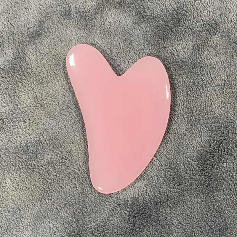 Heart-Shape Gua Sha Face Massager – Rose Quartz Scraping Board Gua Sha Face Massager Oasis Select GS02-pink-02