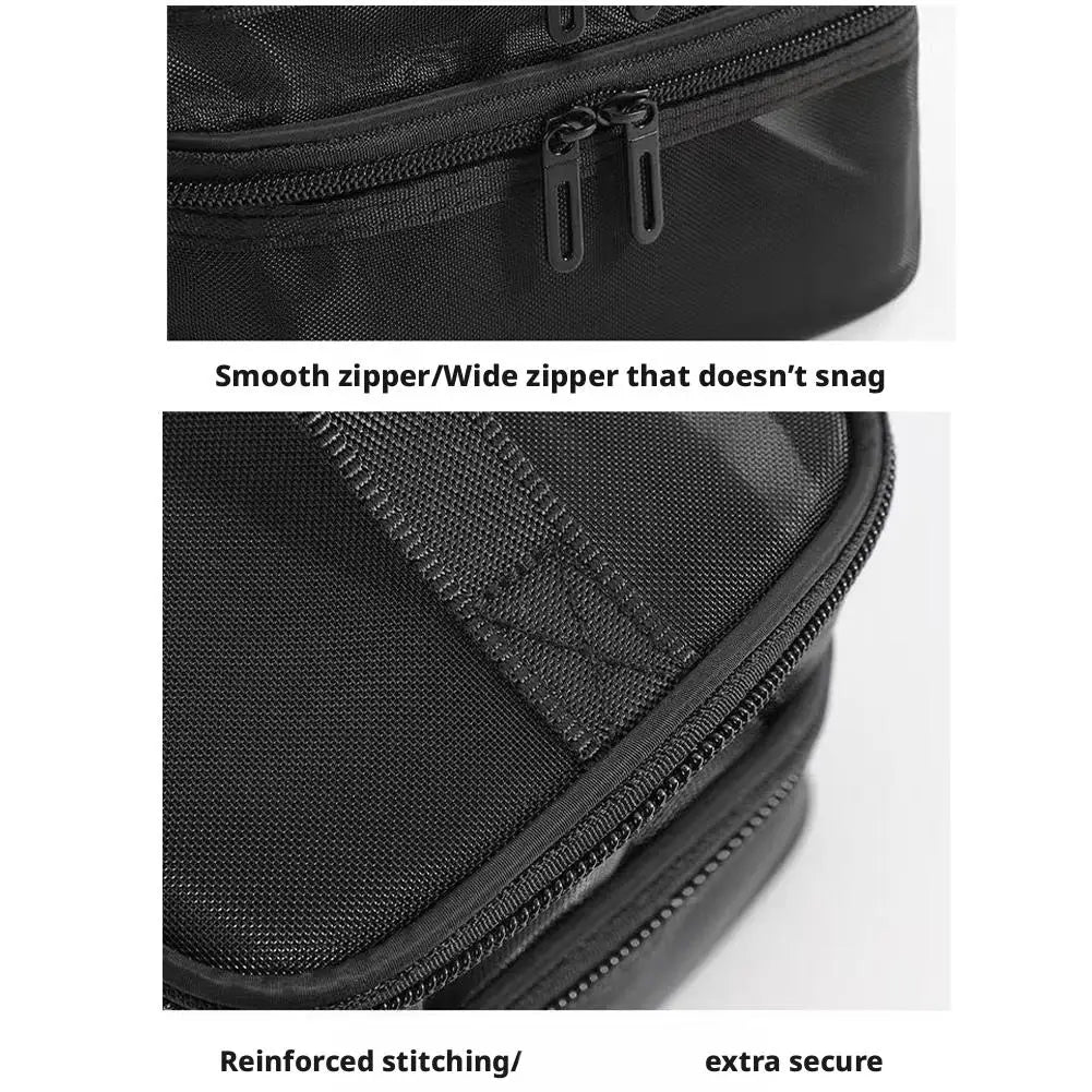 Handheld Mesh Storage Bag Large Capacity Double-Layer Portable Toiletry Bag Travel Cosmetic Organizer Bag Oasis Select