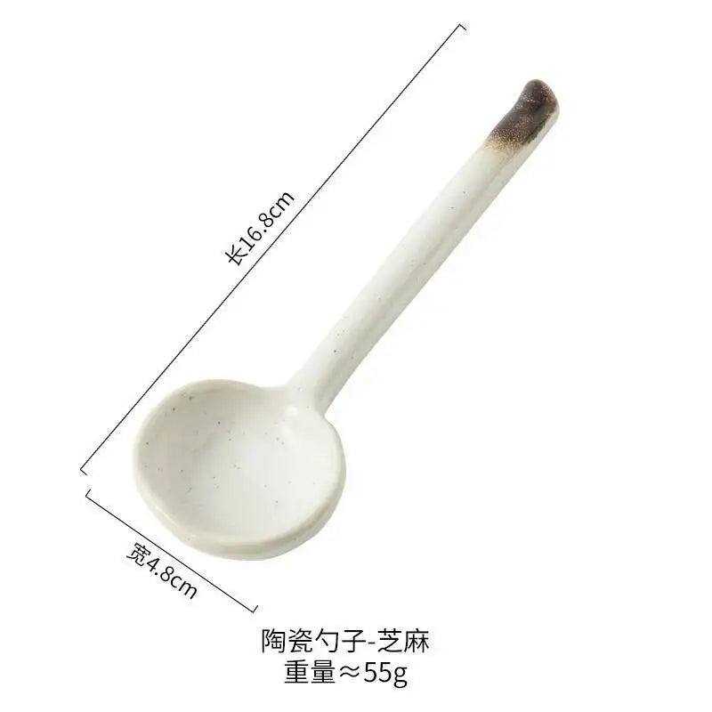 Ceramic Spoon, Soup Spoon Food-grade Spoon Personal Use Spoon Household Eating Spoon Kitchen Tablewear Oasis Select Bamboo Spoon Sesame