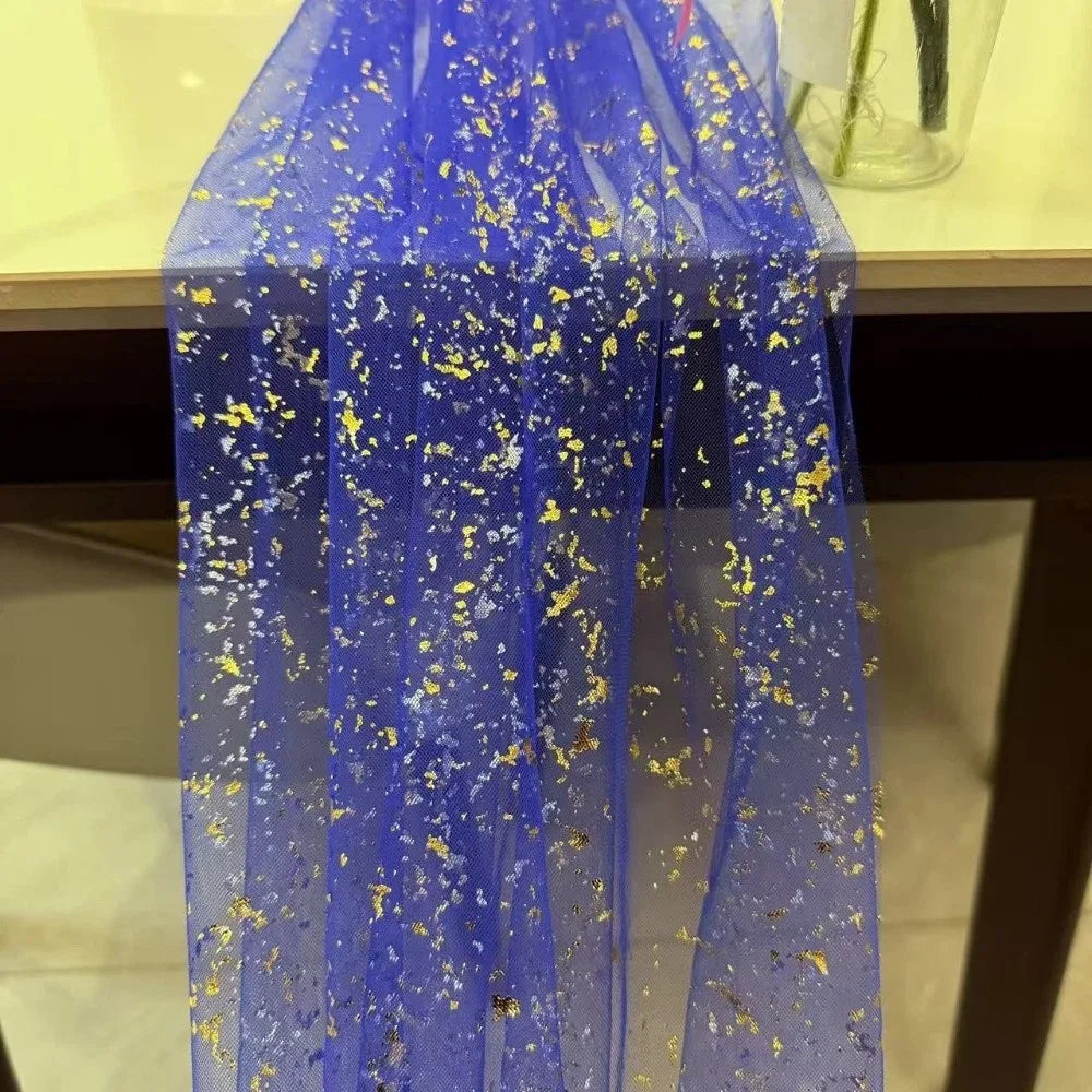 Gold Sequin Glitter Table Runner – Elegant Sheer Tablecloth