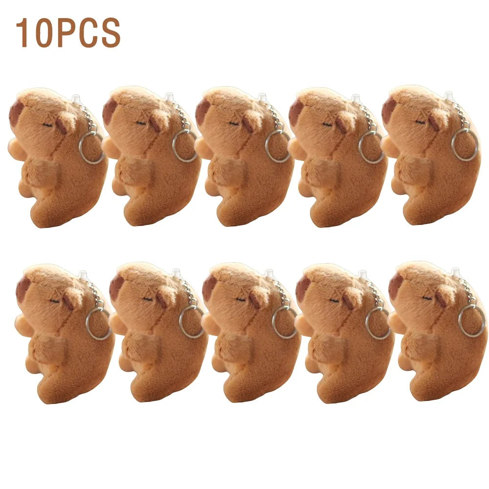 1-20PCS Cartoon Capybara Pendant Plush Toy Doll Bag Hanging Ornament Cute Kapila Keychain Doll Desktop Doll Ornament Car Pendant Oasis Select Naked-10PCS